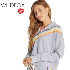 Wildfox Rainbow Stripe Half Zip Sweatshirt NWT